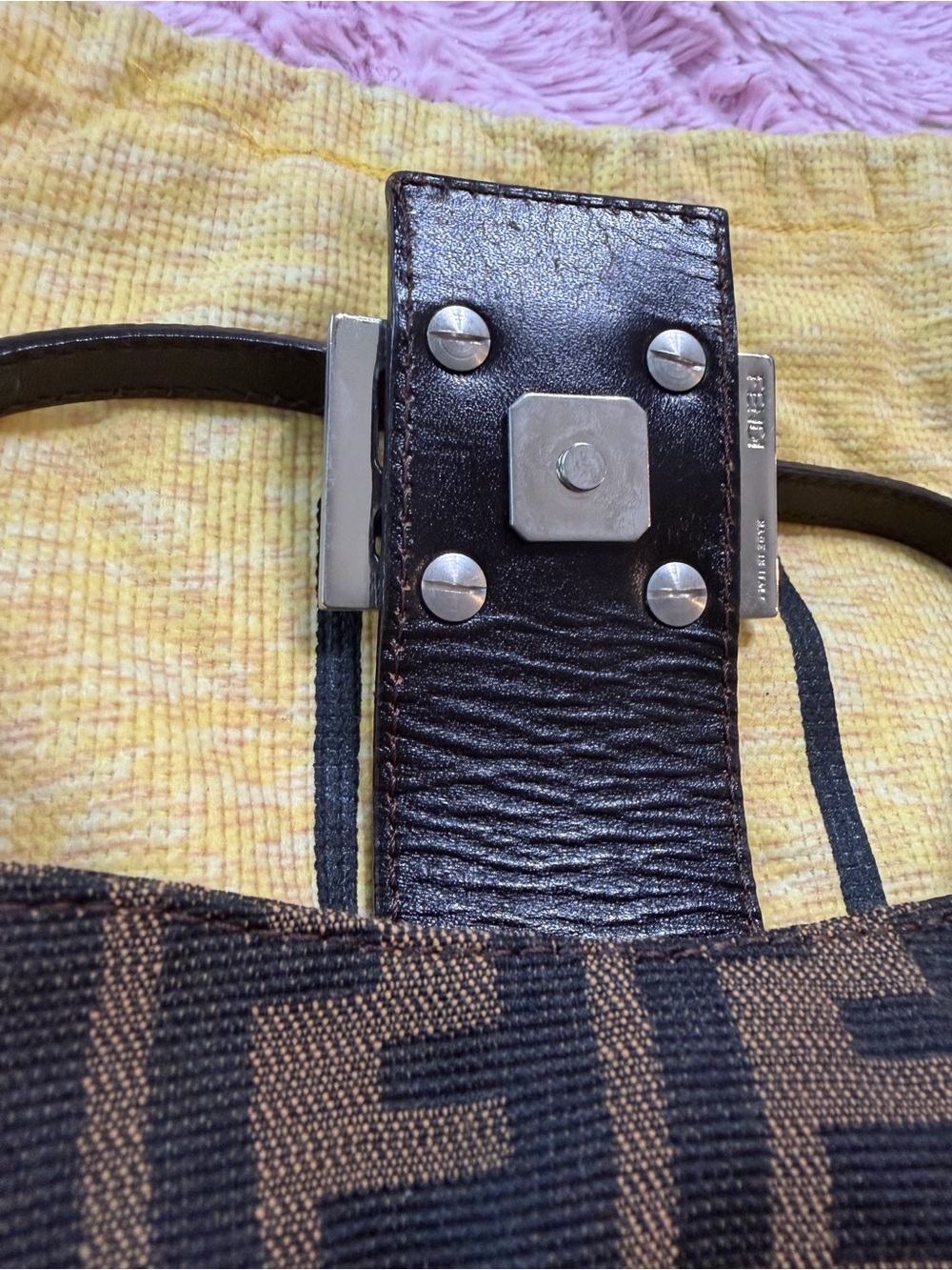🔥EUC Authentic Fendi Mini Crescent Bag With Iconic FF Canvas - Picture 9 of 10